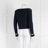 Chanel Navy Cashmere Gold Chain Detail Sweater
