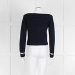 Chanel Navy Cashmere Gold Chain Detail Sweater