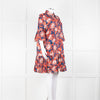 La Double J Navy Red Floral Cotton Frill Trim Tunic Dress