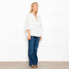 Stella Nova White Frilled Blouse with Blue Flowers