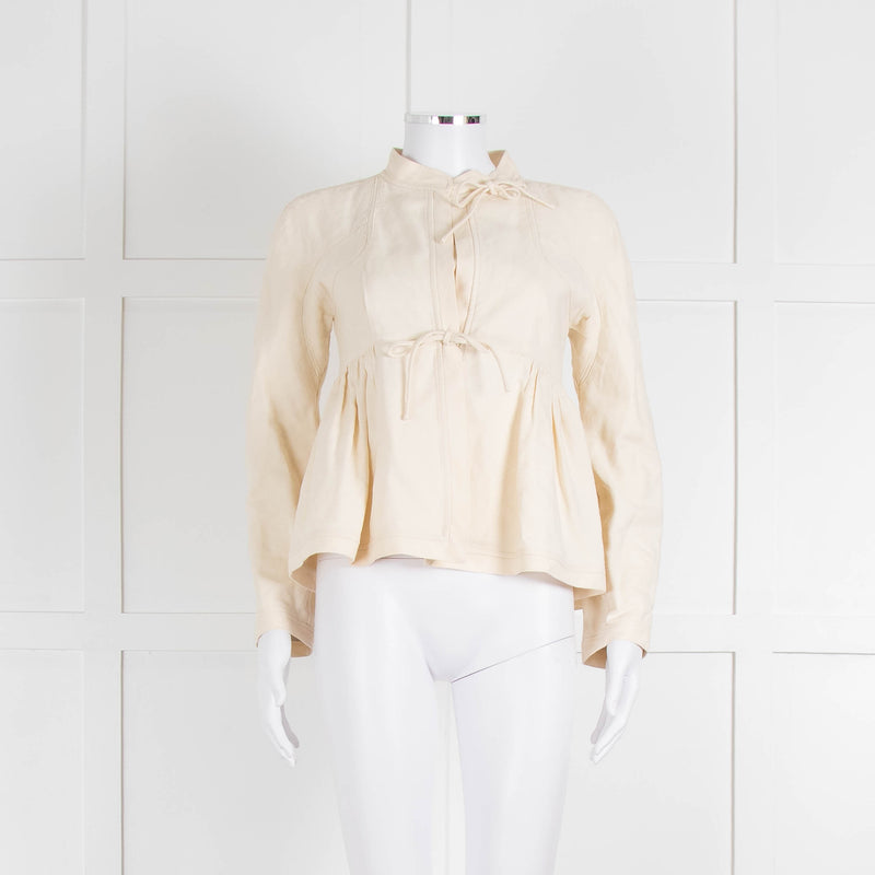 Proenza Schouler Cream Silk & Linen Peplum Short Jacket