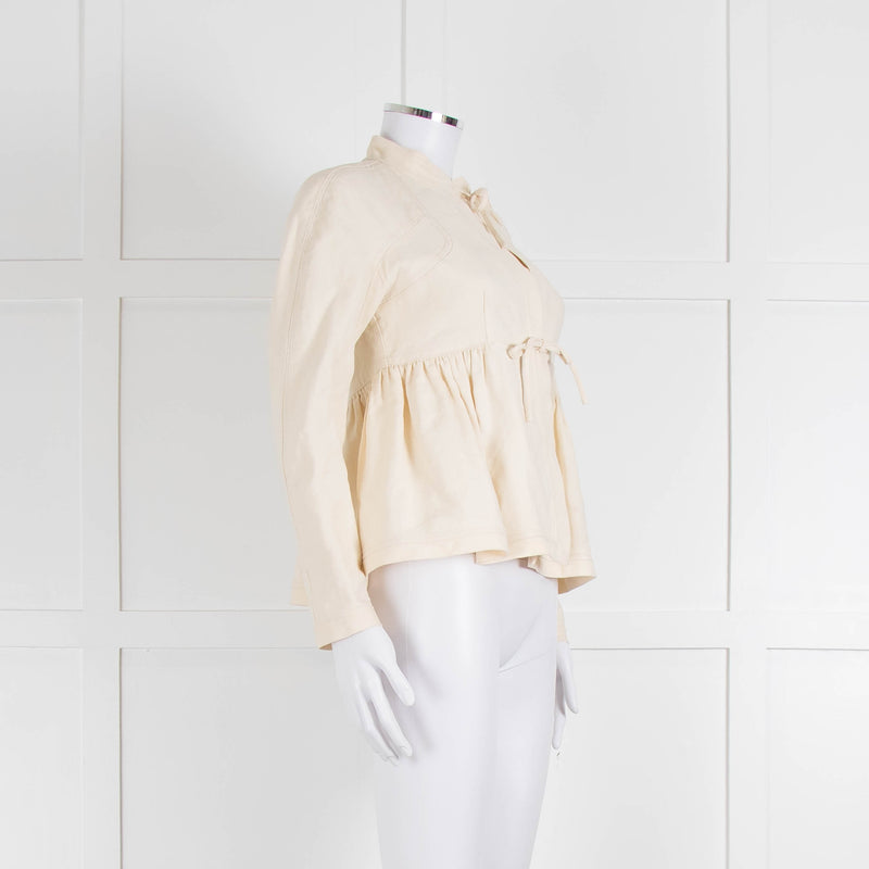 Proenza Schouler Cream Silk & Linen Peplum Short Jacket