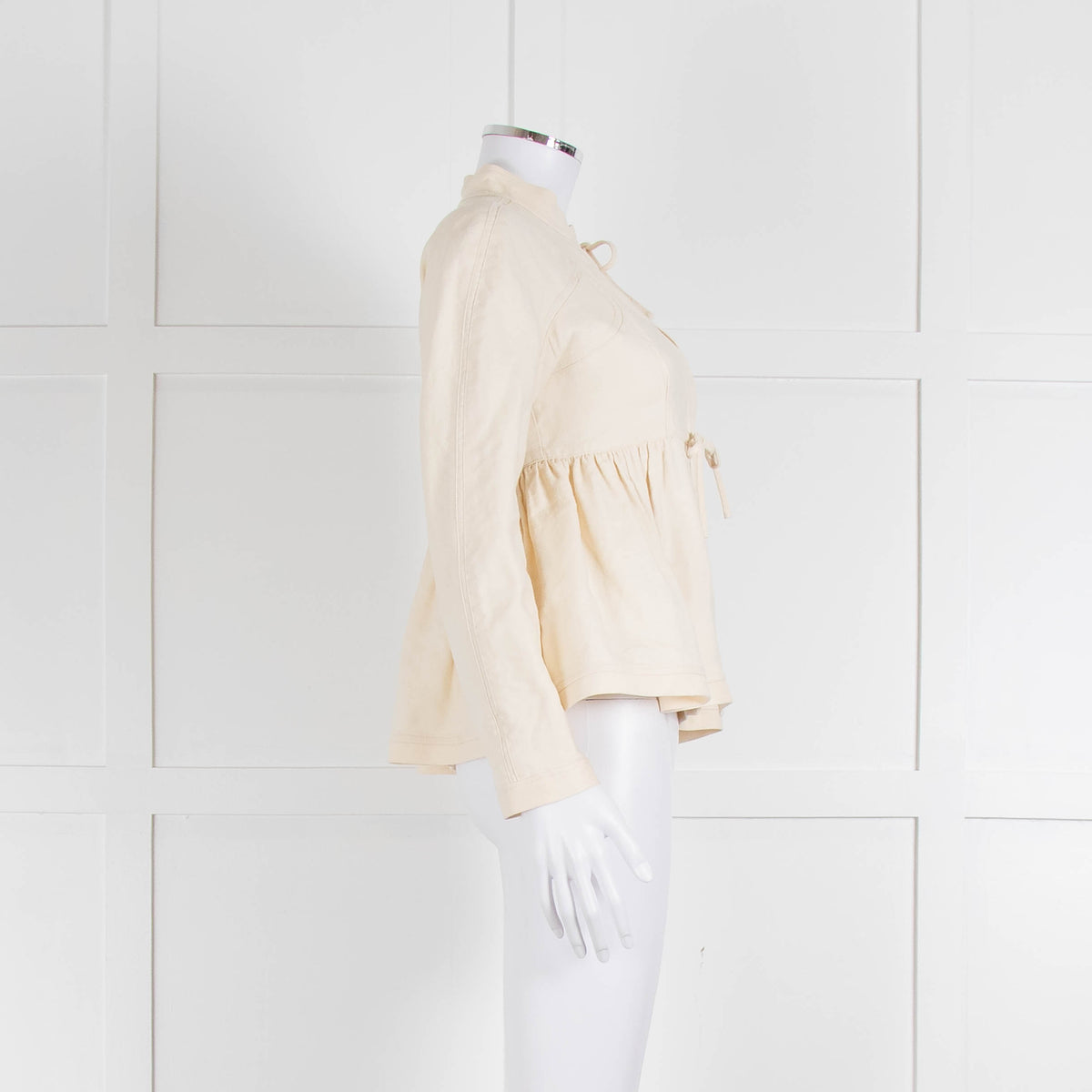Proenza Schouler Cream Silk & Linen Peplum Short Jacket