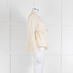 Proenza Schouler Cream Silk & Linen Peplum Short Jacket