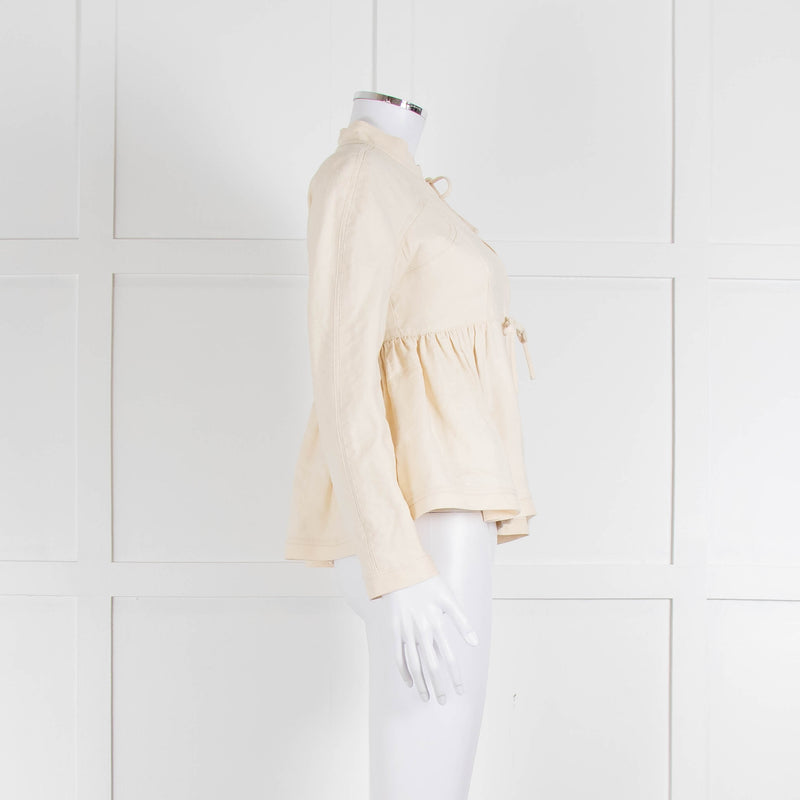 Proenza Schouler Cream Silk & Linen Peplum Short Jacket