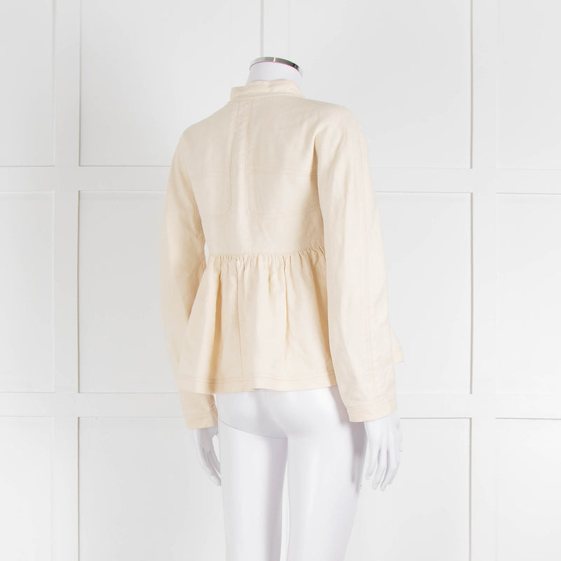 Proenza Schouler Cream Silk & Linen Peplum Short Jacket