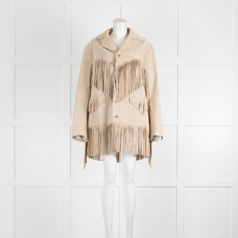 Raey Beige Suede Fringed Western Jacket