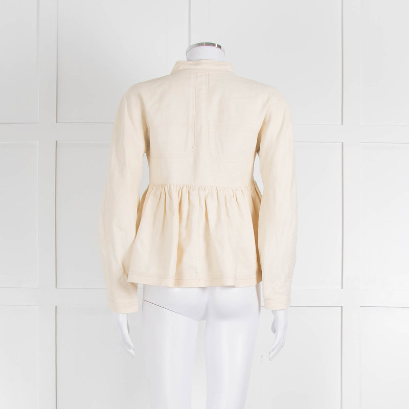 Proenza Schouler Cream Silk & Linen Peplum Short Jacket