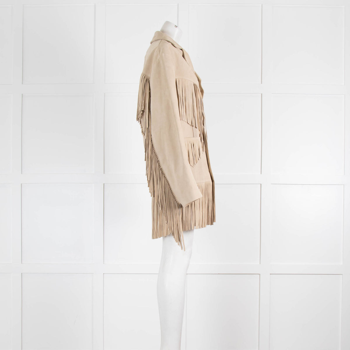 Raey Beige Suede Fringed Western Jacket