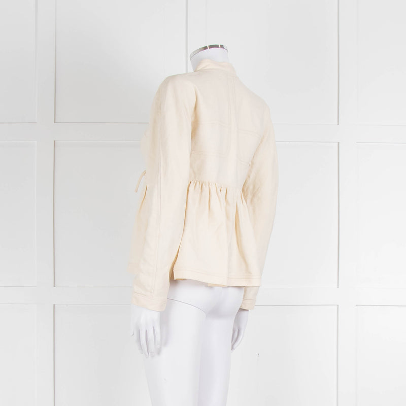 Proenza Schouler Cream Silk & Linen Peplum Short Jacket