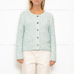 Marccain Green Boucle Jacket With Green Crystal Buttons