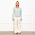 Marccain Green Boucle Jacket With Green Crystal Buttons
