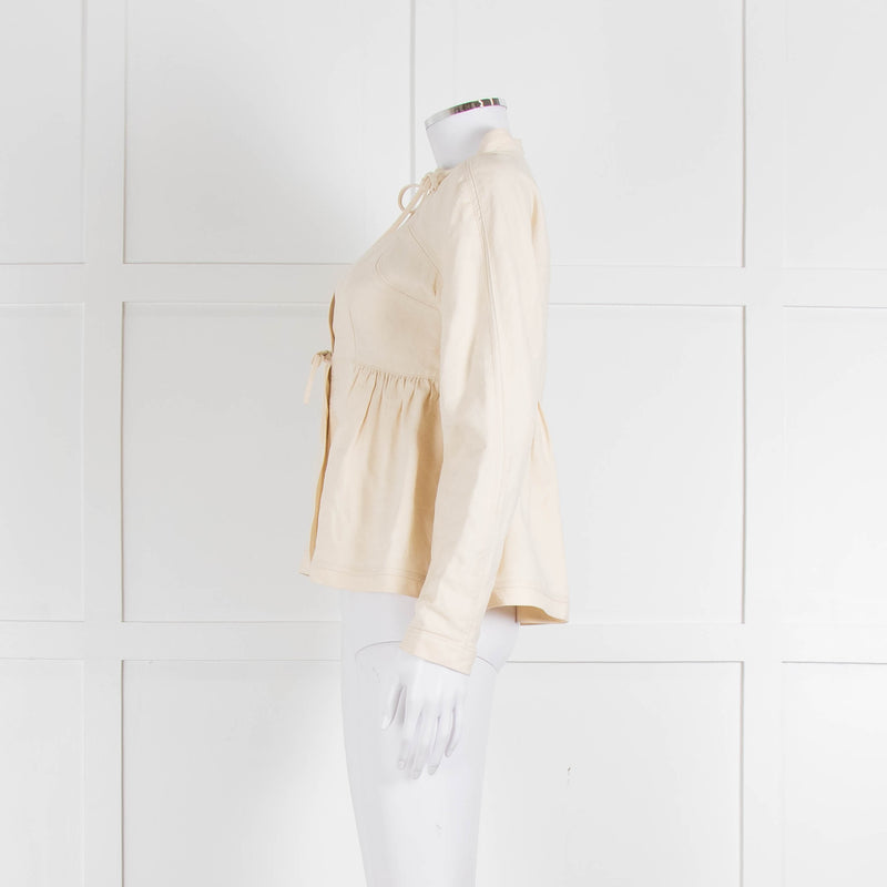 Proenza Schouler Cream Silk & Linen Peplum Short Jacket