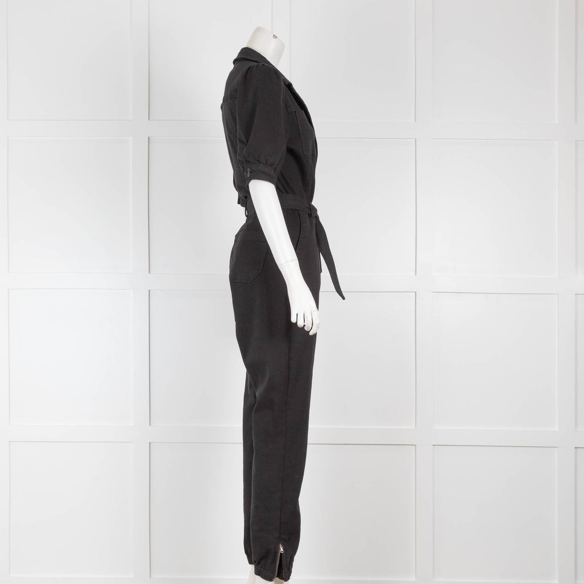 Paige Black Belted Short Sleeve Cuffed Leg Jumpsuit
