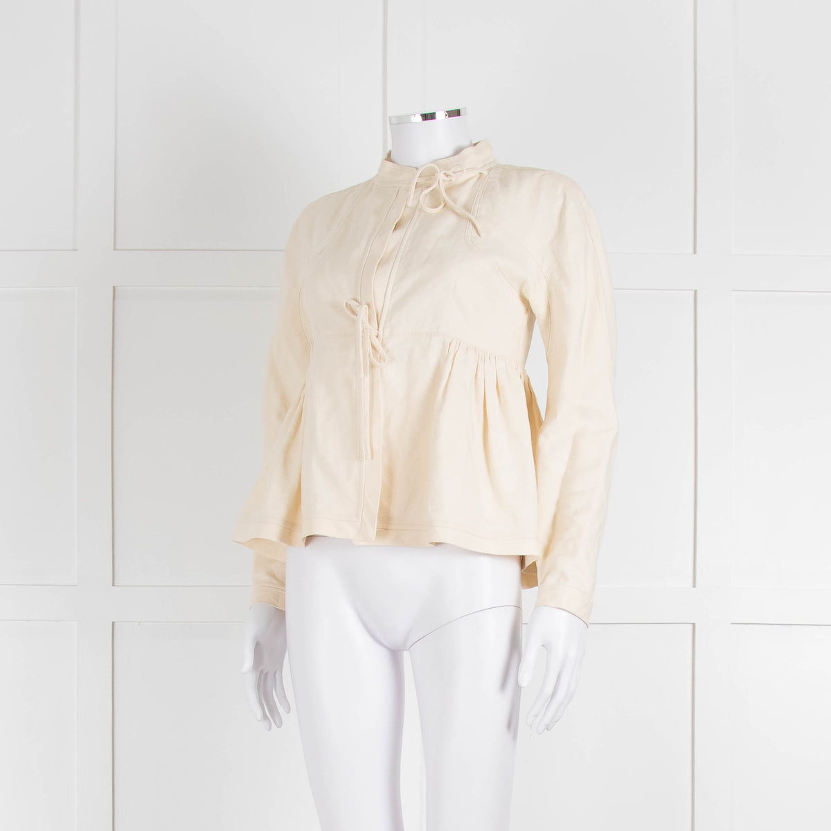 Proenza Schouler Cream Silk & Linen Peplum Short Jacket