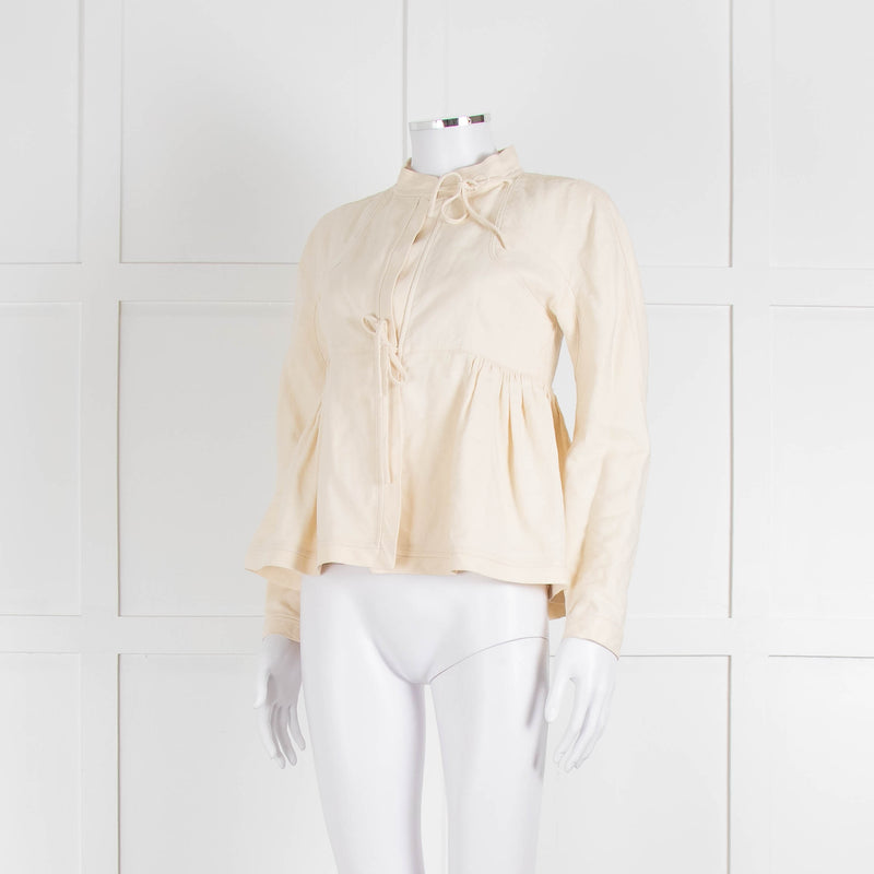 Proenza Schouler Cream Silk & Linen Peplum Short Jacket