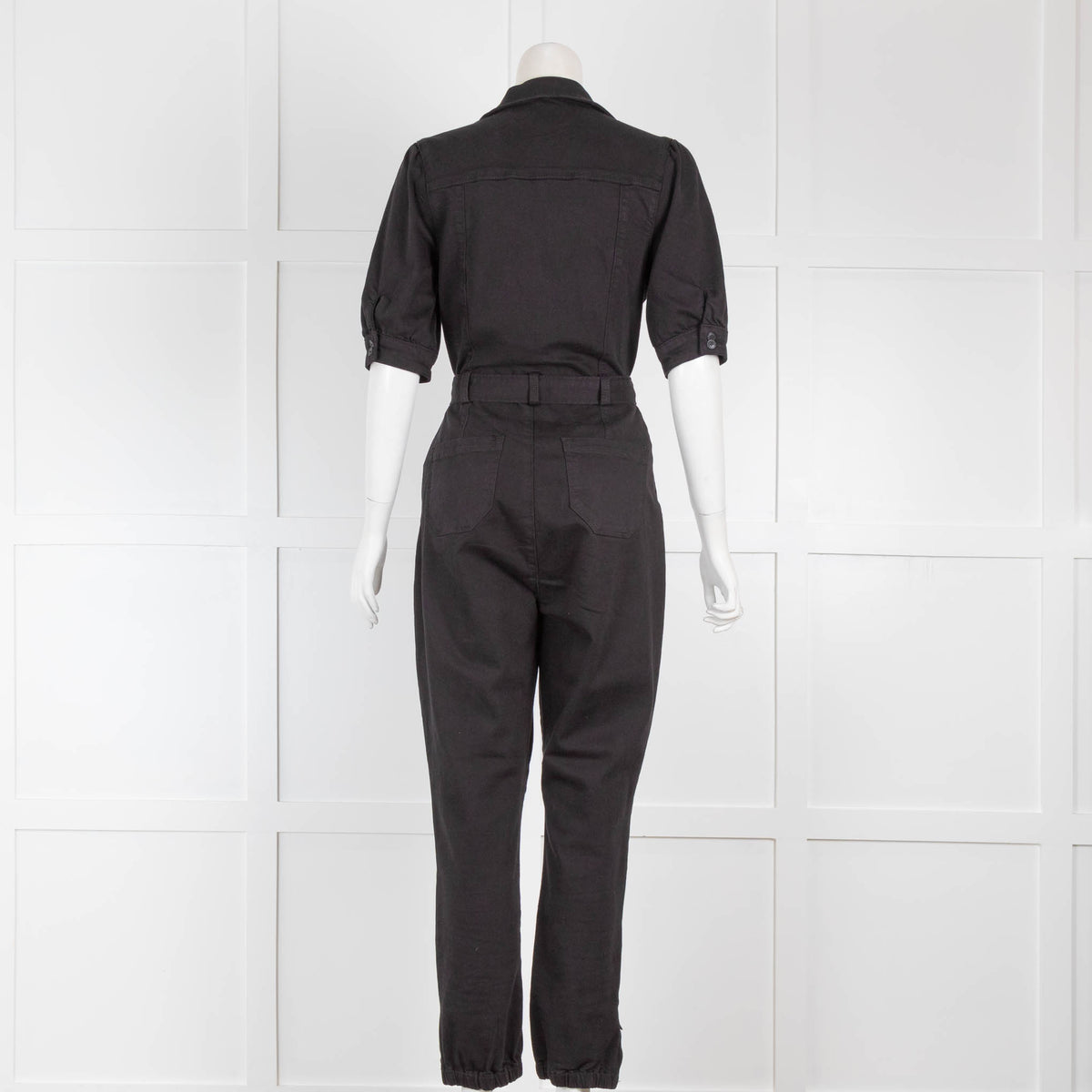 Paige Black Belted Short Sleeve Cuffed Leg Jumpsuit