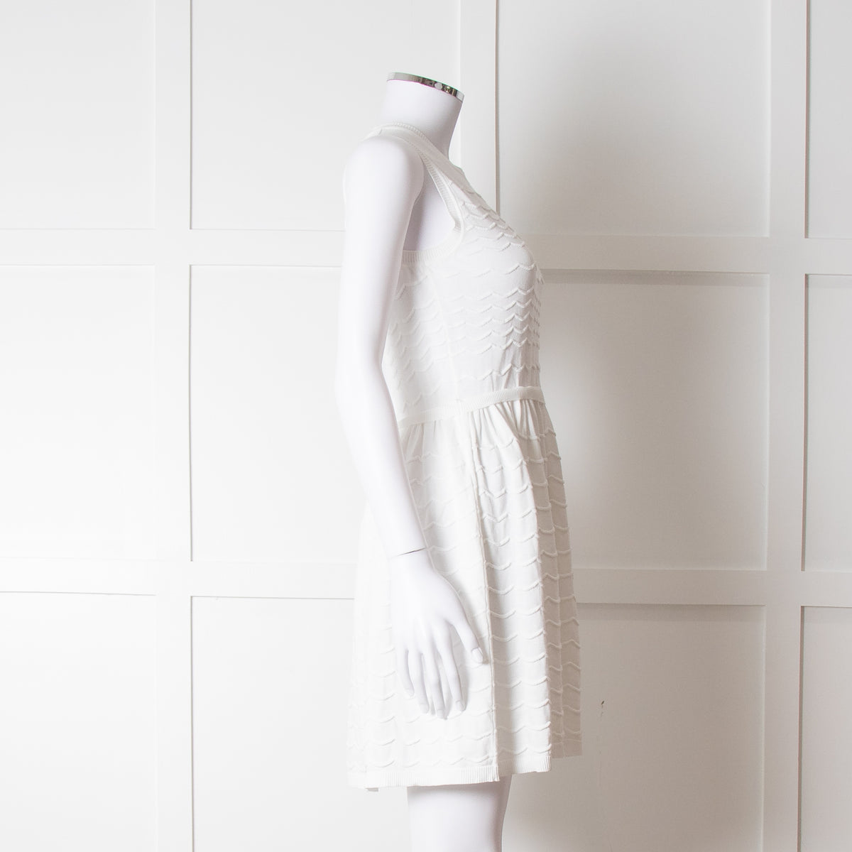 Red Valentino White Knit Sleeveless Mini Dress