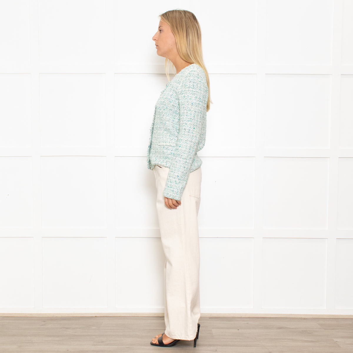Marccain Green Boucle Jacket With Green Crystal Buttons
