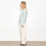 Marccain Green Boucle Jacket With Green Crystal Buttons