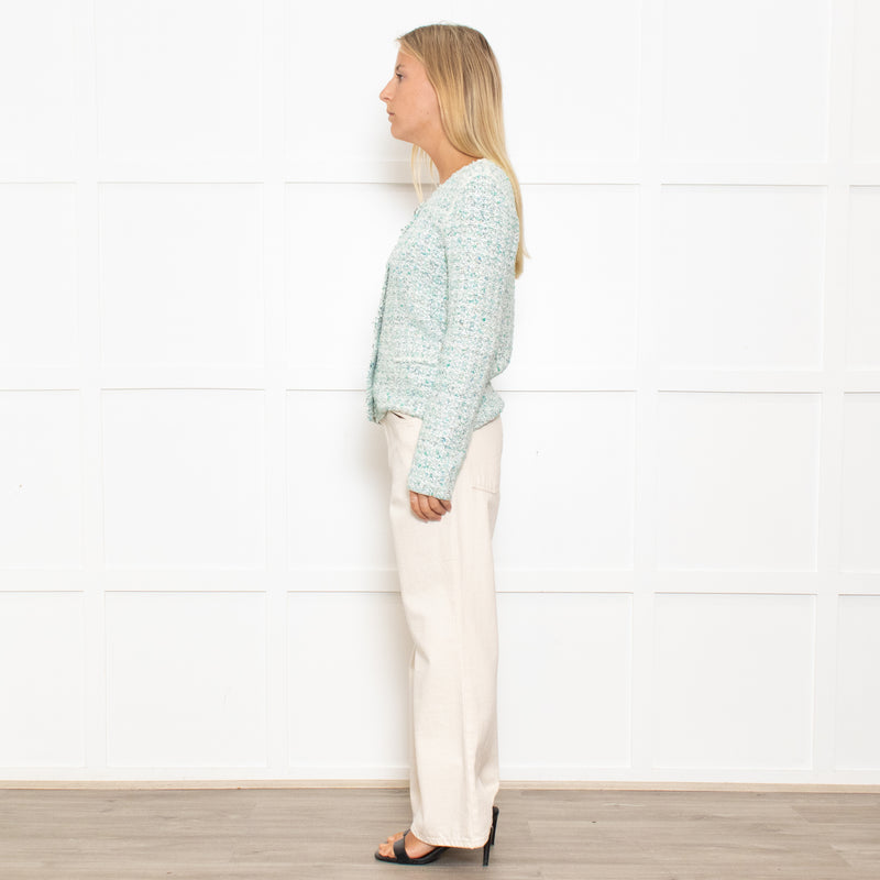 Marccain Green Boucle Jacket With Green Crystal Buttons