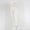 Off-White Cream Linen Blend Buttoned Up Short Sleeve Dress