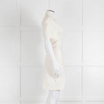 Off-White Cream Linen Blend Buttoned Up Short Sleeve Dress