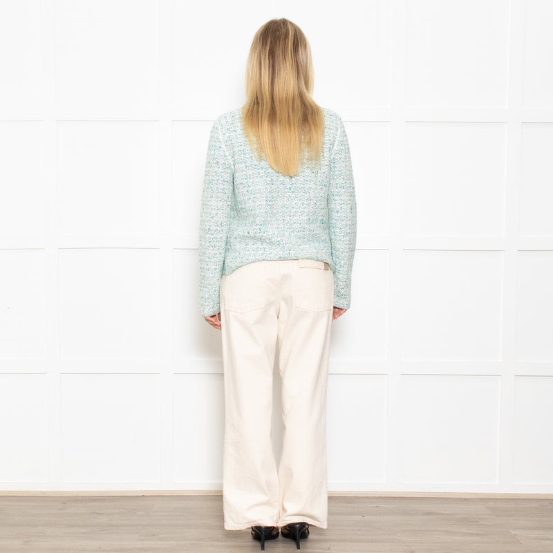 Marccain Green Boucle Jacket With Green Crystal Buttons