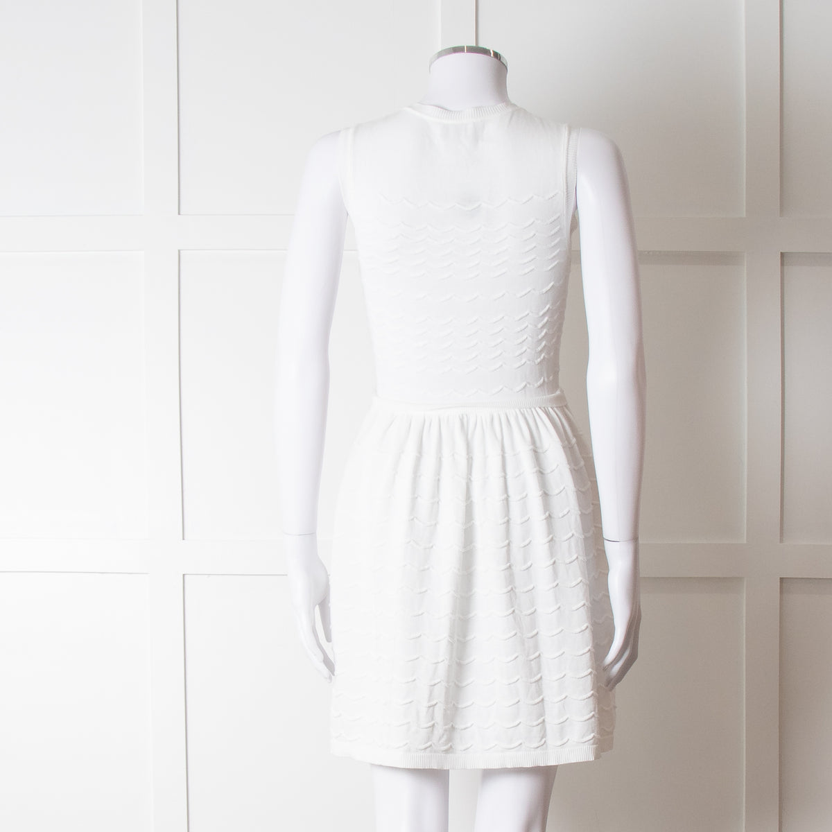 Red Valentino White Knit Sleeveless Mini Dress