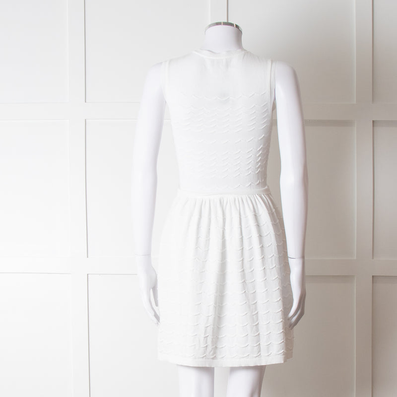 Red Valentino White Knit Sleeveless Mini Dress