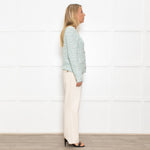 Marccain Green Boucle Jacket With Green Crystal Buttons