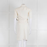 Off-White Cream Linen Blend Buttoned Up Short Sleeve Dress