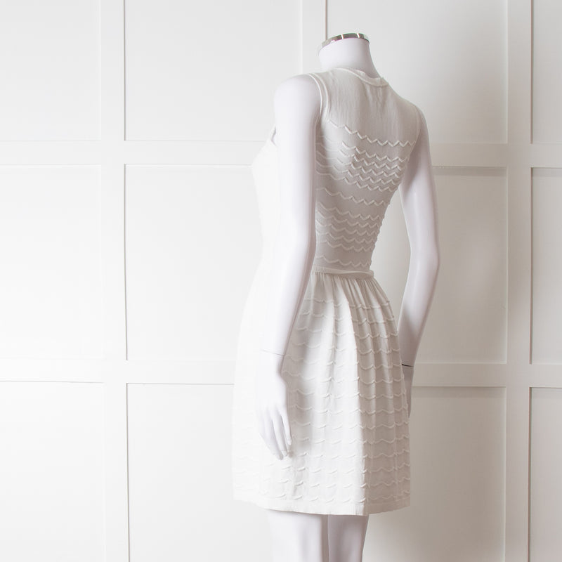 Red Valentino White Knit Sleeveless Mini Dress