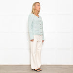 Marccain Green Boucle Jacket With Green Crystal Buttons