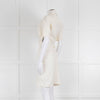 Off-White Cream Linen Blend Buttoned Up Short Sleeve Dress