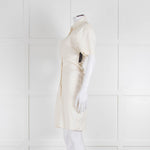 Off-White Cream Linen Blend Buttoned Up Short Sleeve Dress