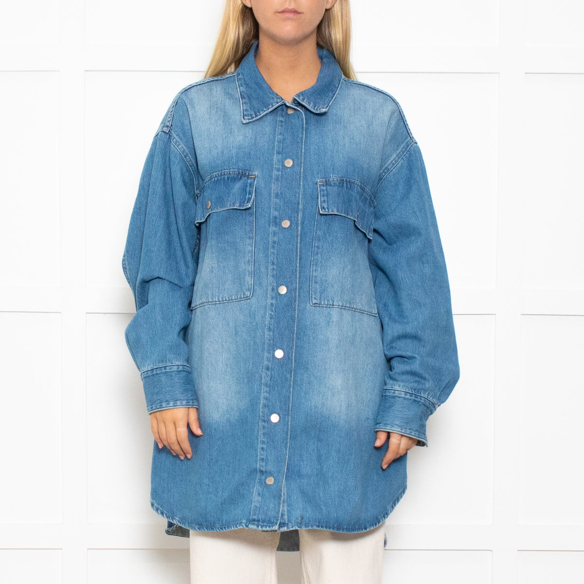 Raey Blue Front Pocket Oversized Denim Shirt Jacket