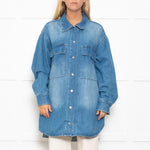 Raey Blue Front Pocket Oversized Denim Shirt Jacket