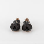 Miu Miu Black Leather Satin Bow Slip On Shoes