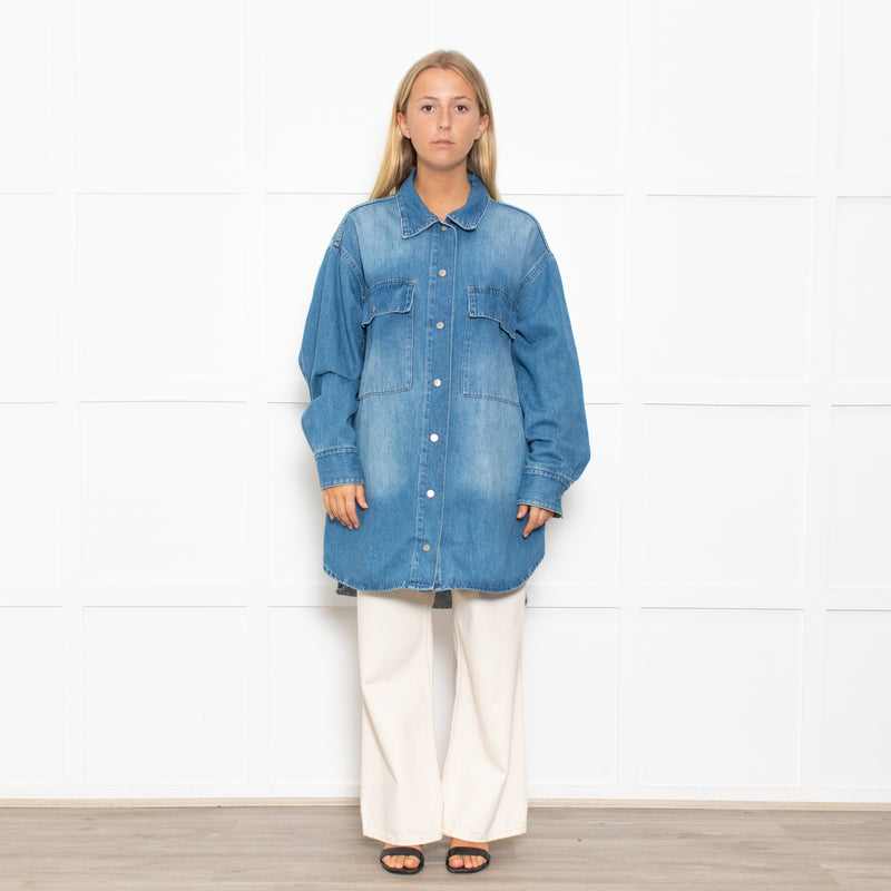 Raey Blue Front Pocket Oversized Denim Shirt Jacket