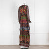 Farm Rio Brown Multi Colour Tiered Beaded Maxi Dress