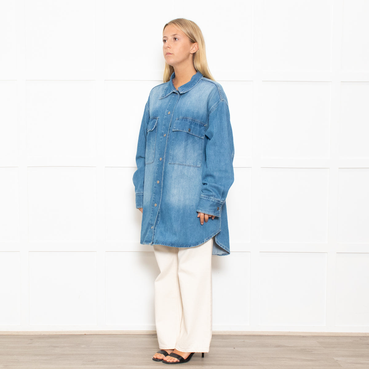Raey Blue Front Pocket Oversized Denim Shirt Jacket
