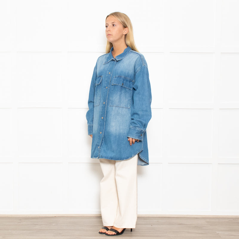 Raey Blue Front Pocket Oversized Denim Shirt Jacket