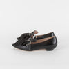 Miu Miu Black Leather Satin Bow Slip On Shoes