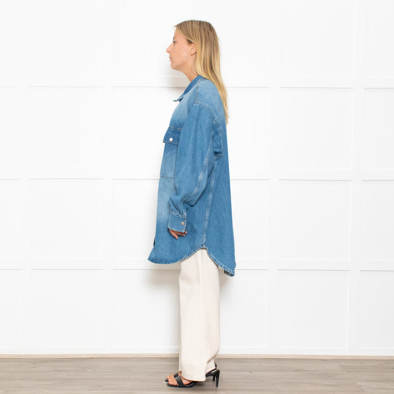 Raey Blue Front Pocket Oversized Denim Shirt Jacket