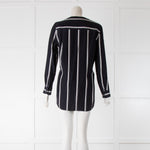 Rag & Bone Drape Front Navy Stripe Blouse