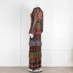 Farm Rio Brown Multi Colour Tiered Beaded Maxi Dress