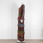 Farm Rio Brown Multi Colour Tiered Beaded Maxi Dress