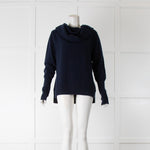 Amanda Wakeley Navy Cashmere Shoulder Wrap Knit Jumper