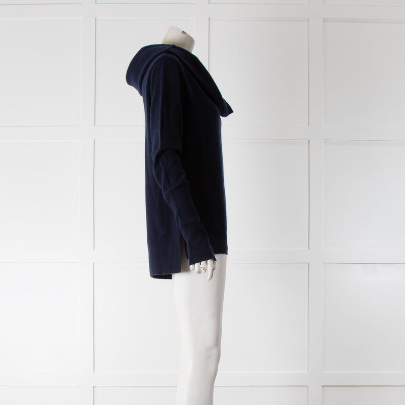 Amanda Wakeley Navy Cashmere Shoulder Wrap Knit Jumper